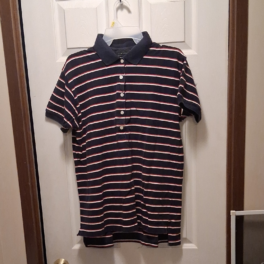 The Limited Striped Polo with Navy and Pink